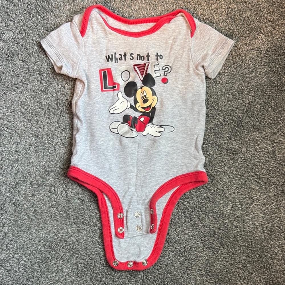 Disney Mickey Mouse Baby Onesie - Gray and Red